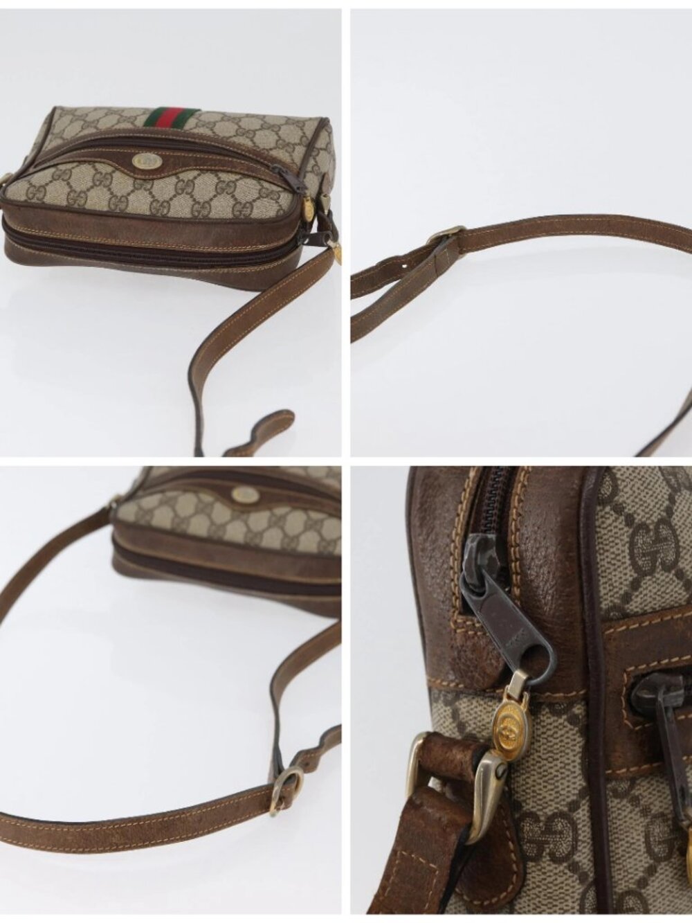 GUCCI GG Supreme Web Sherry Line Bag PVC Beige Gold 001 3654 5 Auth 172680 - Picture 16 of 16